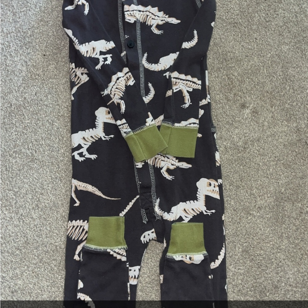 Lazy One Black and Green Dinosaur Kids One Piece